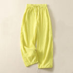 Buddha Stones Summer Vintage Plain Drawstring Cuffed Women's Pants With Pockets - GreenYellow - US8-10，UK/AU12-14，EU40-42 (2XL) - image 27
