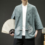 Buddha Stones Chinese Frog-Button Design Open Front Jacket Men's Cotton Linen Kimono - LightSeaGreen - US/UK/AU46，EU56 (5XL) - image 5