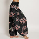 Buddha Stones Casual Lotus Line Pattern Women's Elastic Waist Harem Pants - image 2