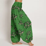 Buddha Stones Casual Lotus Line Pattern Women's Elastic Waist Harem Pants - image 6