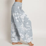 Buddha Stones Pure Cotton Blooming Budding Flowers Pattern Women's Elastic Waist Harem Pants - image 9