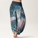 Buddha Stones Pure Cotton Mythical Creature Pattern Women's Elastic Waist Harem Pants - image 2