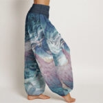 Buddha Stones Pure Cotton Mythical Creature Pattern Women's Elastic Waist Harem Pants - image 3