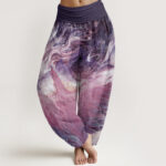 Buddha Stones Pure Cotton Mythical Creature Pattern Women's Elastic Waist Harem Pants - Purple - US22，UK/AU26，EU54 (6XL) - image 10