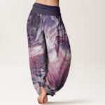 Buddha Stones Pure Cotton Mythical Creature Pattern Women's Elastic Waist Harem Pants - image 11