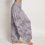 Buddha Stones Pure Cotton Flowers Pattern Women's Elastic Waist Harem Pants - image 12