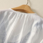 Buddha Stones Embroidered V-neck Casual Women's Cotton Linen Half Sleeve T-shirt - image 23