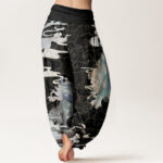 Buddha Stones Pure Cotton PiXiu Auspicious Clouds Pattern Women's Elastic Waist Harem Pants - image 2
