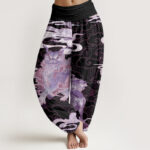 Buddha Stones Pure Cotton PiXiu Auspicious Clouds Pattern Women's Elastic Waist Harem Pants - Fuchsia - US22，UK/AU26，EU54 (6XL) - image 7