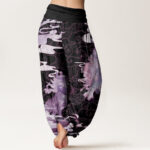 Buddha Stones Pure Cotton PiXiu Auspicious Clouds Pattern Women's Elastic Waist Harem Pants - image 8