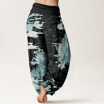 Buddha Stones Pure Cotton PiXiu Auspicious Clouds Pattern Women's Elastic Waist Harem Pants - image 11