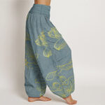 Buddha Stones Pure Cotton Golden Lotus Mandala Pattern Women's Elastic Waist Harem Pants - image 3