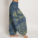 Buddha Stones Pure Cotton Golden Lotus Mandala Pattern Women's Elastic Waist Harem Pants - image 9