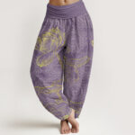 Buddha Stones Pure Cotton Golden Lotus Mandala Pattern Women's Elastic Waist Harem Pants - MediumOrchid - US22，UK/AU26，EU54 (6XL) - image 10