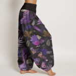Buddha Stones Pure Cotton Colorful Tropical Foliage Women's Elastic Waist Harem Pants - image 3