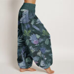Buddha Stones Pure Cotton Colorful Tropical Foliage Women's Elastic Waist Harem Pants - image 9