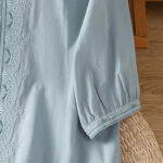 Buddha Stones Symmetrical Embroidery Cotton Women's V-neck Shirt - image 11