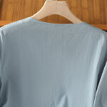 Buddha Stones Symmetrical Embroidery Cotton Women's V-neck Shirt - image 8