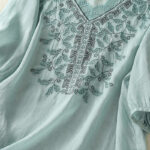 Buddha Stones Embroidered Lace Casual Women's Cotton Linen Half Sleeve T-shirt - image 16