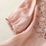 Buddha Stones Embroidered Lace Casual Women's Cotton Linen Half Sleeve T-shirt - image 28