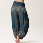 Buddha Stones Pure Cotton Casual Lycoris Radiata Mandala Pattern Women's Elastic Waist Harem Pants - image 2
