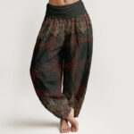 Buddha Stones Pure Cotton Casual Lycoris Radiata Mandala Pattern Women's Elastic Waist Harem Pants - Black - US22，UK/AU26，EU54 (6XL) - image 7