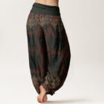 Buddha Stones Pure Cotton Casual Lycoris Radiata Mandala Pattern Women's Elastic Waist Harem Pants - image 8