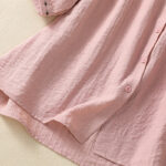 Buddha Stones Embroidery Design Cotton Button Women's Crew Neck Shirt - image 14