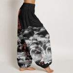 Buddha Stones Pure Cotton Casual Red Plum Blossom Mountains Sun Pattern Women's Elastic Waist Harem Pants - image 9
