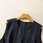 Buddha Stones Simple Crew Neck Button Design Women's Cotton Sleeveless Vest - image 4