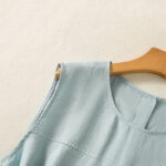 Buddha Stones Simple Crew Neck Button Design Women's Cotton Sleeveless Vest - image 11