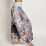 Buddha Stones Pure Cotton Casual Lotus Petal Pond Pattern Women's Elastic Waist Harem Pants - image 9