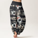 Buddha Stones Casual Cherry Blossoms Koi Fish Pattern Women's Elastic Waist Harem Pants - image 3