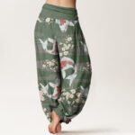 Buddha Stones Casual Cherry Blossoms Koi Fish Pattern Women's Elastic Waist Harem Pants - image 7