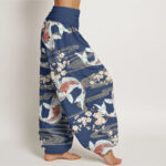 Buddha Stones Casual Cherry Blossoms Koi Fish Pattern Women's Elastic Waist Harem Pants - image 9