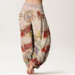 Buddha Stones Casual Floral Koi Pattern Women's Elastic Waist Harem Pants - image 3