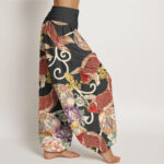 Buddha Stones Casual Floral Koi Pattern Women's Elastic Waist Harem Pants - image 6
