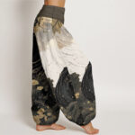 Buddha Stones Pure Cotton Casual Dragon Ancient Tree Pattern Women's Elastic Waist Harem Pants - image 3
