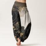 Buddha Stones Pure Cotton Casual Dragon Ancient Tree Pattern Women's Elastic Waist Harem Pants - image 2