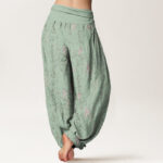 Buddha Stones Casual Tiny Flowers Pattern Women's Elastic Waist Harem Pants - image 3