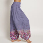 Buddha Stones Pure Cotton Casual Colorful Wildflower Field Pattern Women's Elastic Waist Harem Pants - image 9