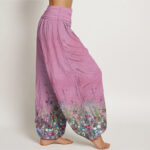 Buddha Stones Pure Cotton Casual Colorful Wildflower Field Pattern Women's Elastic Waist Harem Pants - image 12