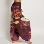 Buddha Stones Casual Charming Lotus Flower Pattern Women's Elastic Waist Harem Pants - image 6