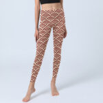Buddha Stones Red Beige Fan Shapes Print Gym Leggings Women's Yoga Pants - image 6