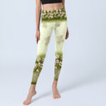 Buddha Stones Pink Flowers Green Leaves Print Gym Leggings Women's Yoga Pants - image 6