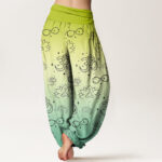 Buddha Stones OM Symbol Lotus Meditating Figure Infinity Pattern Women's Elastic Waist Harem Pants - image 6