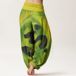 Buddha Stones OM Symbol Lotus Flower Pattern Women's Elastic Waist Harem Pants - image 9
