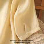 Buddha Stones Leaf Embroidery Cotton Buttons Half Sleeve Women's Shirt - image 16