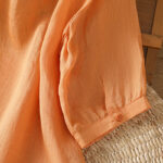 Buddha Stones Leaf Embroidery Cotton Buttons Half Sleeve Women's Shirt - image 28