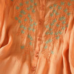 Buddha Stones Leaf Embroidery Cotton Buttons Half Sleeve Women's Shirt - image 30